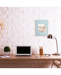 Stupell Industries Spring Floral Print Toilet Paper Over Blue Art, 13" x 19"