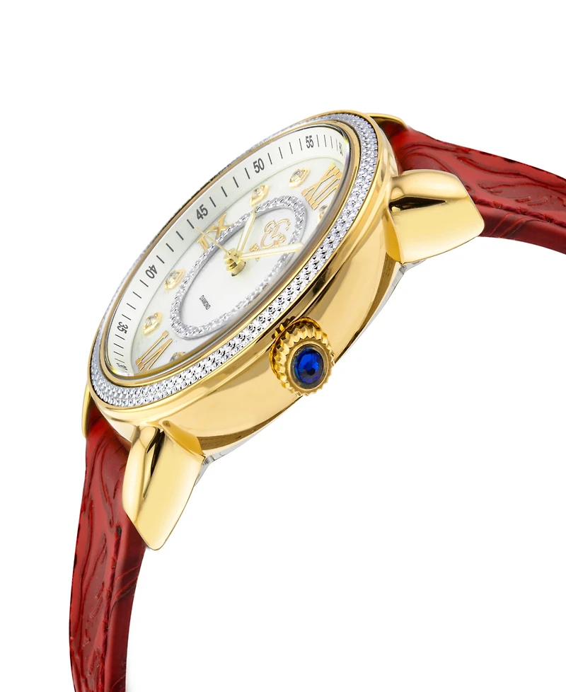 Gevril Women's Marsala Swiss Quartz Italian Red Leather Strap Watch 37mm