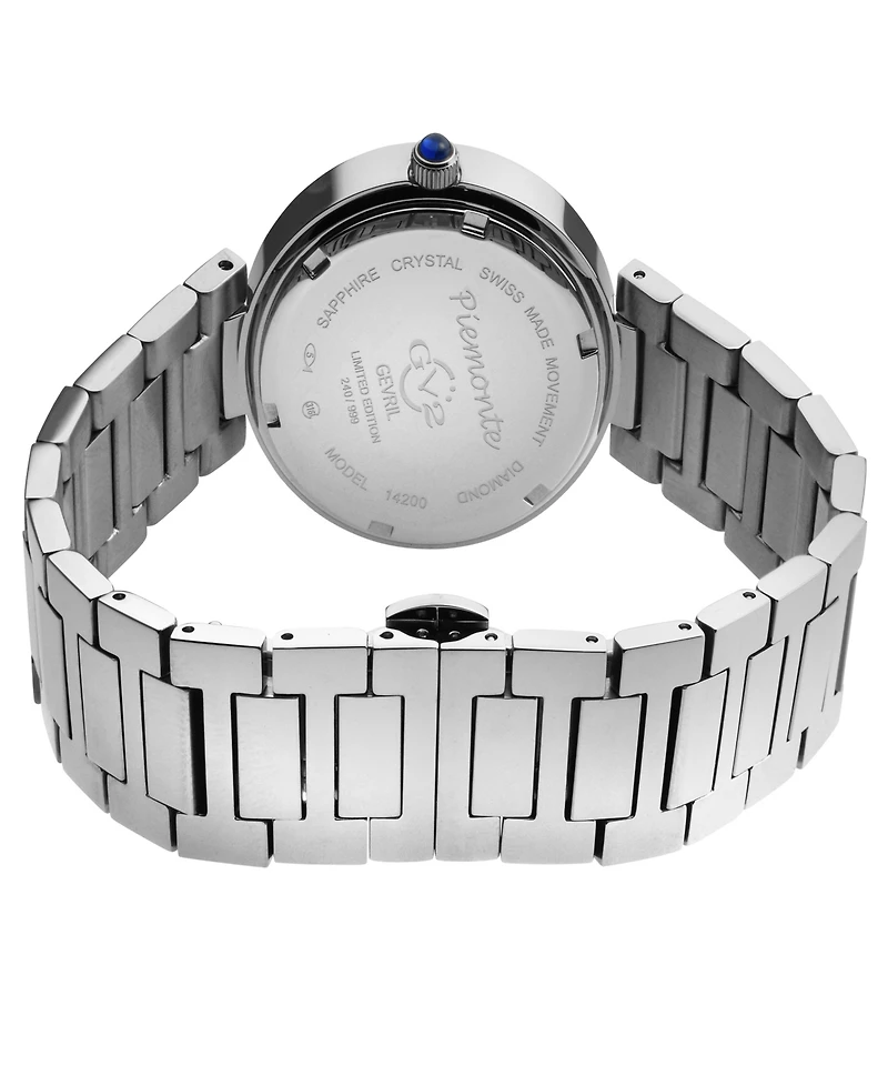 Gevril Women's Piemonte Swiss Quartz Silver-Tone Stainless Steel Bracelet Watch 36mm