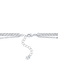And Now This Double Row Chain with Cubic Zirconia Tennis Necklace and Clip Chain Necklace