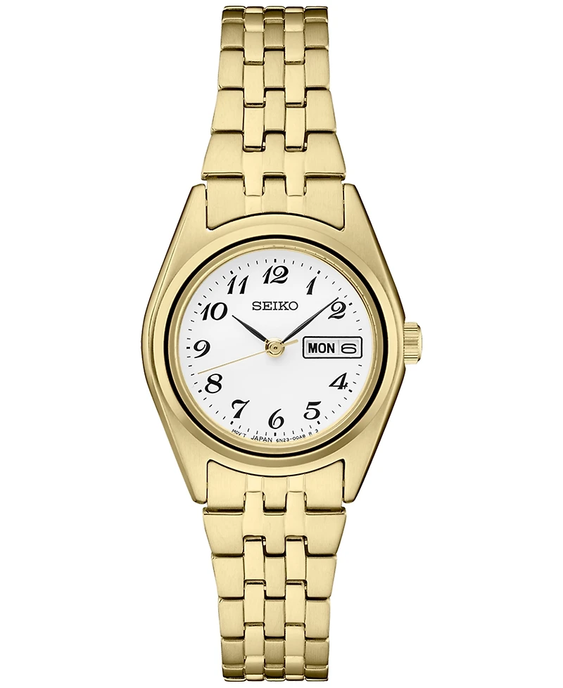 Seiko Women's Analog Essentials Gold-Tone Stainless Steel Bracelet Watch 25mm