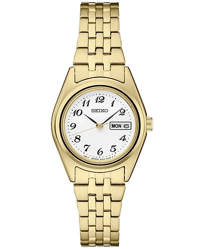 Seiko Women's Analog Essentials Gold-Tone Stainless Steel Bracelet Watch 25mm