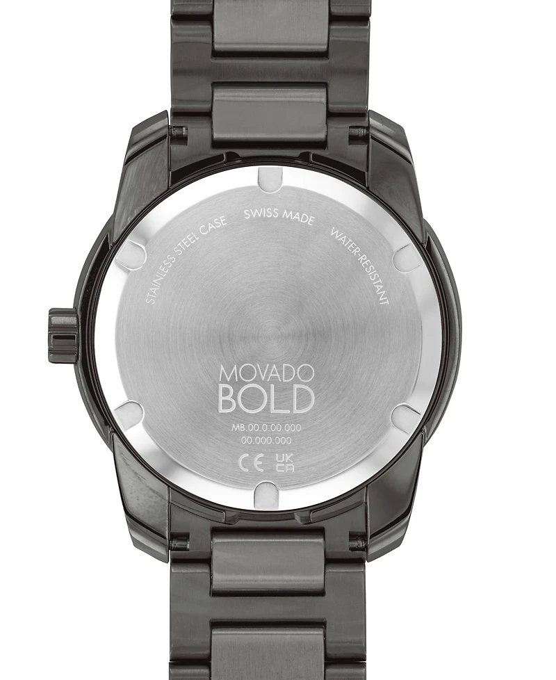 Movado Men's Swiss Bold Verso Gunmetal Ion-Plated Steel Bracelet Watch 42mm