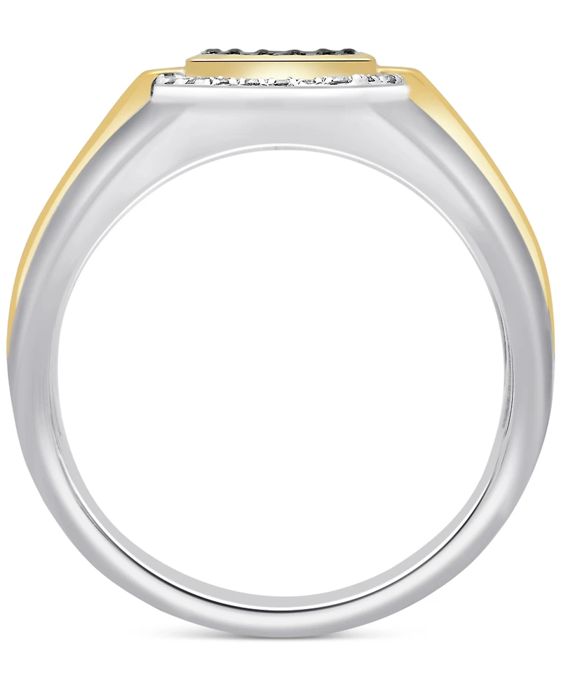 Men's Black Diamond (1/3 ct. t.w.) & White Diamond (1/5 ct. t.w.) Ring in Sterling Silver & 14k Gold-Plate