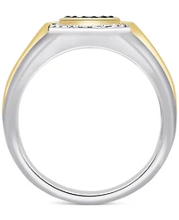 Men's Black Diamond (1/3 ct. t.w.) & White Diamond (1/5 ct. t.w.) Ring in Sterling Silver & 14k Gold-Plate
