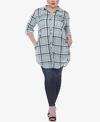White Mark Plus Plaid Tunic Top