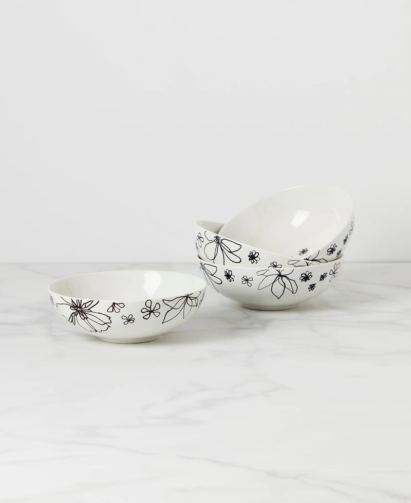 kate spade new york Garden Doodle 4 Piece Soup and Cereal Bowl Set