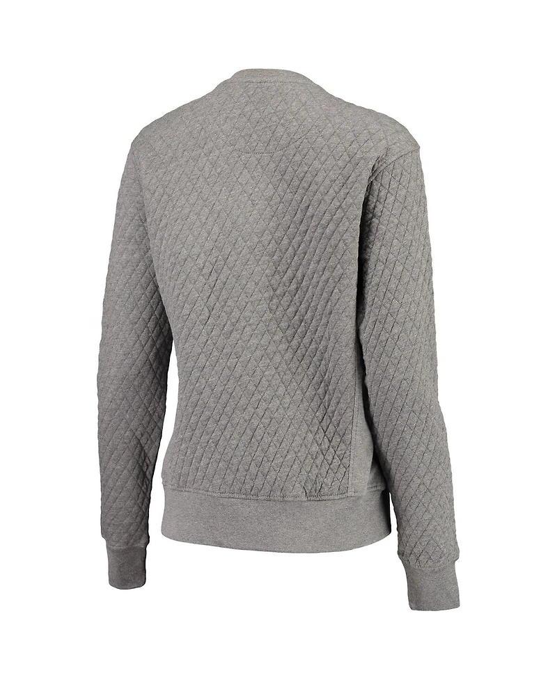 Women's Pressbox Heathered Gray Florida Gators Moose Applique Quilted Crewneck Sweatshirt