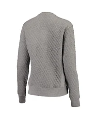 Women's Pressbox Heathered Gray Florida Gators Moose Applique Quilted Crewneck Sweatshirt