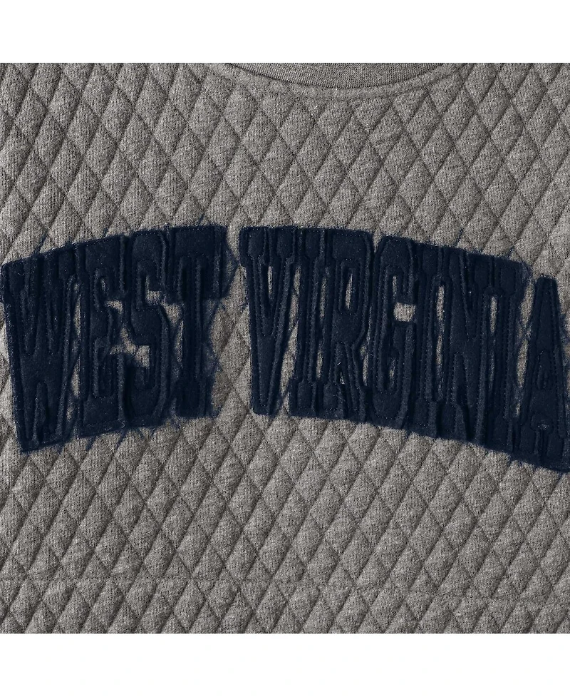 Women's Pressbox Heathered Gray West Virginia Mountaineers Moose Applique Quilted Crewneck Sweatshirt