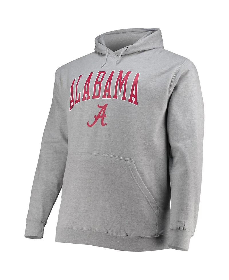 Men's Champion Heather Gray Alabama Crimson Tide Big and Tall Arch Over Logo Powerblend Pullover Hoodie