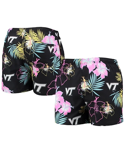 Men's Foco Black Virginia Tech Hokies Neon Floral Swim Trunks