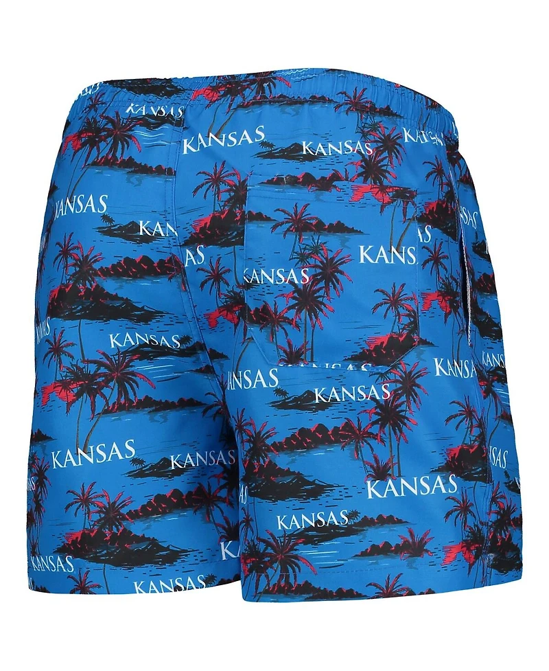 Men's Foco Royal Kansas Jayhawks Island Palm Swim Trunks