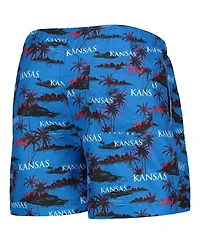 Men's Foco Royal Kansas Jayhawks Island Palm Swim Trunks