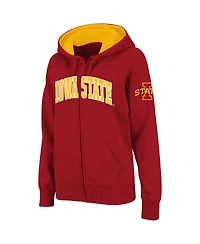 Women's Stadium Athletic Cardinal Iowa State Cyclones Arched Name Full-Zip Hoodie