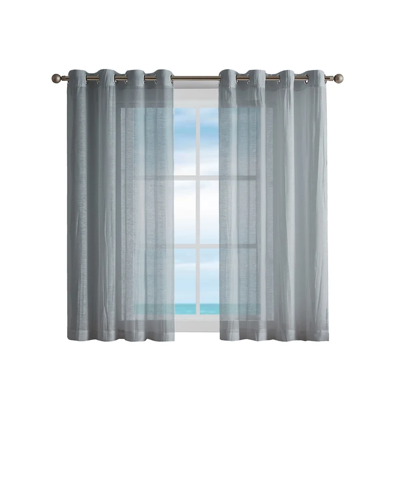 Nautica Cordelia Crushed Sheer Grommet Window Curtain Wide Panel Pair, 52" x 63"