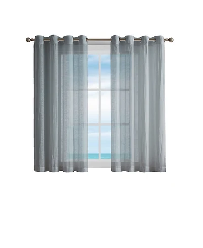 Nautica Cordelia Crushed Sheer Grommet Window Curtain Wide Panel Pair, 52" x 63"