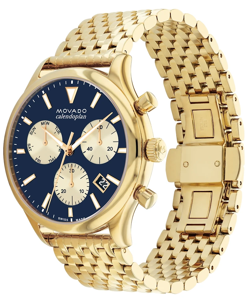 Movado Men's Heritage Yellow Ionic Gold-Tone Plated Steel Bracelet Watch 43mm