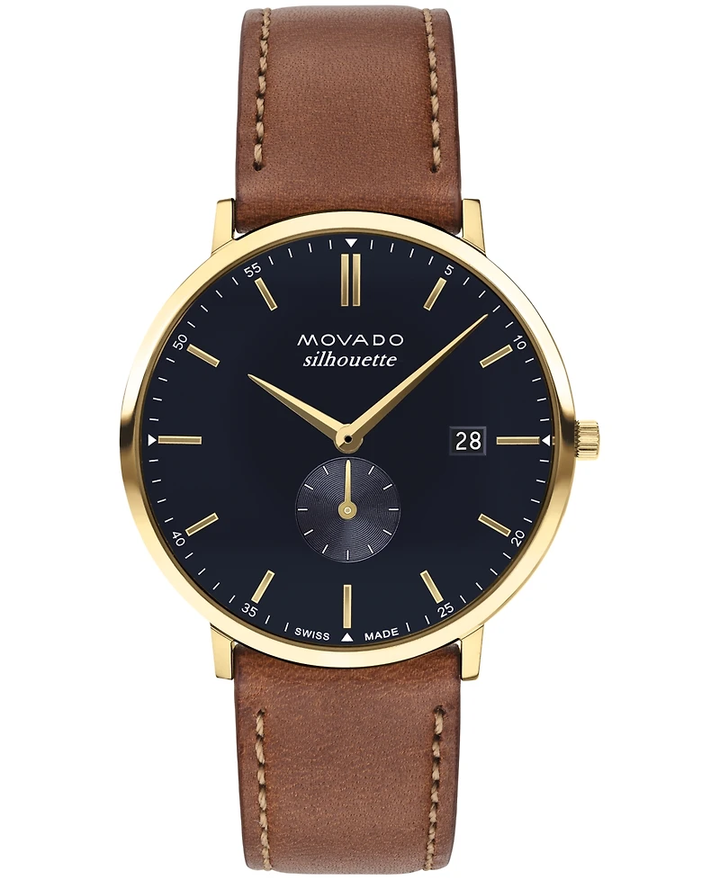 Movado Men's Heritage Tan Genuine Leather Strap Watch 40mm
