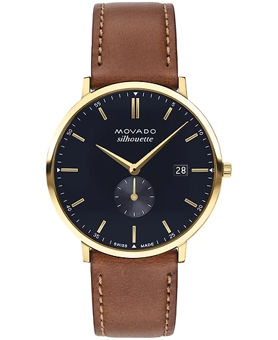 Movado Men's Heritage Tan Genuine Leather Strap Watch 40mm