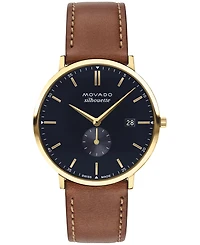 Movado Men's Heritage Tan Genuine Leather Strap Watch 40mm