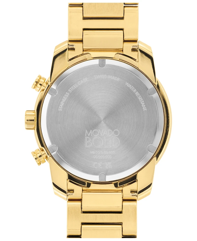 Movado Men's Bold Verso Yellow Ionic Gold-Tone Plated Steel Bracelet Watch 44mm