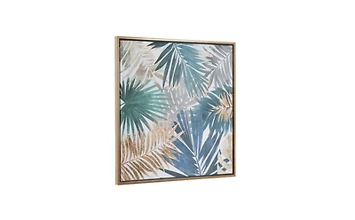 Canvas Coastal Leaves Framed Wall Art, 32" x 1" x 32"