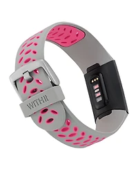 WITHit Grey and Pink Silicone Sport Band designed for Fitbit Charge 3 & 4