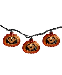 Jack-o-Lantern Shaped 10 Piece Halloween Lights with 7.5' Black Wire Set