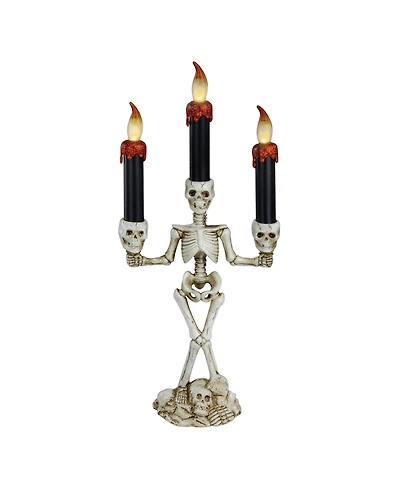 Dripping Candle Skeleton Halloween Candelabra, 14.5"