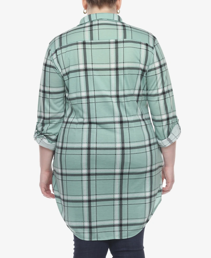 White Mark Plus Plaid Tunic Top