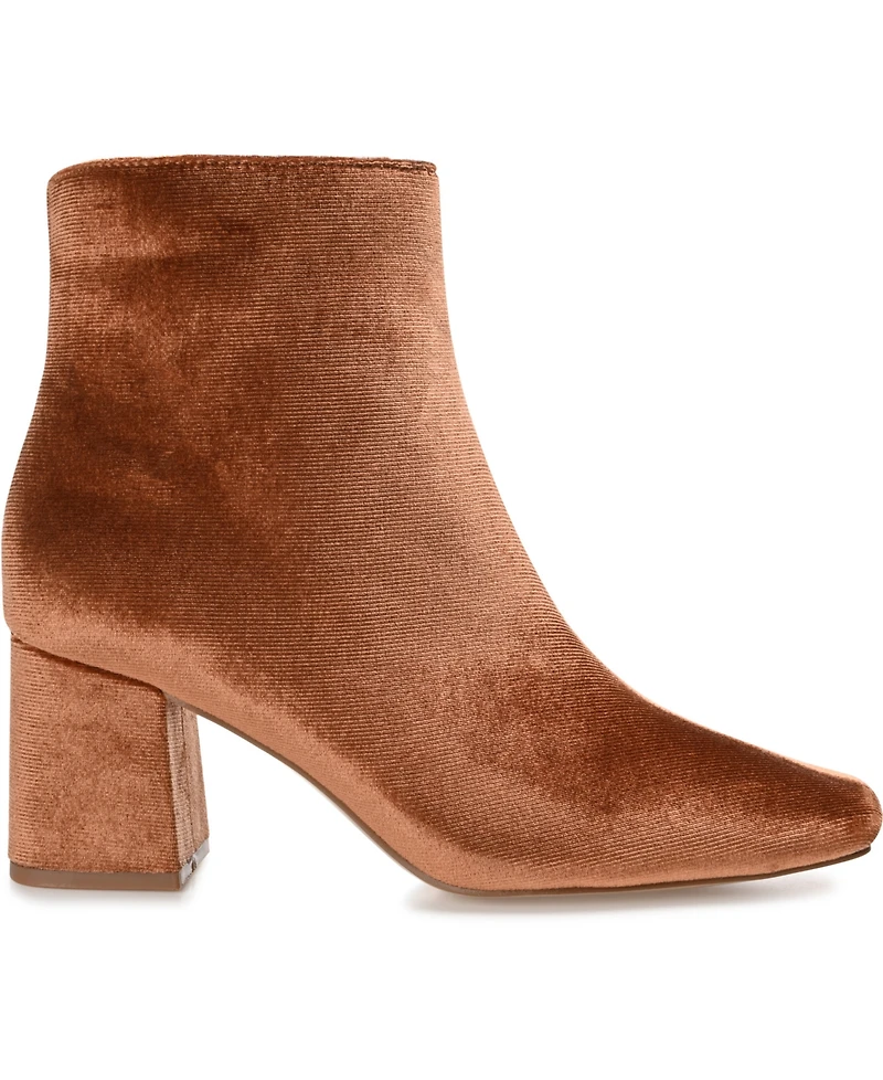 Journee Collection Women's Hazara Velvet Block Heel Dress Booties