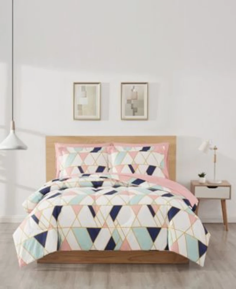 Style 212 Geo Pink Blue Bed In A Bag