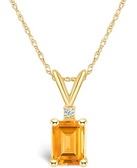 Citrine (1 ct. t.w.) and Diamond Accent Pendant Necklace 14K Yellow Gold or White