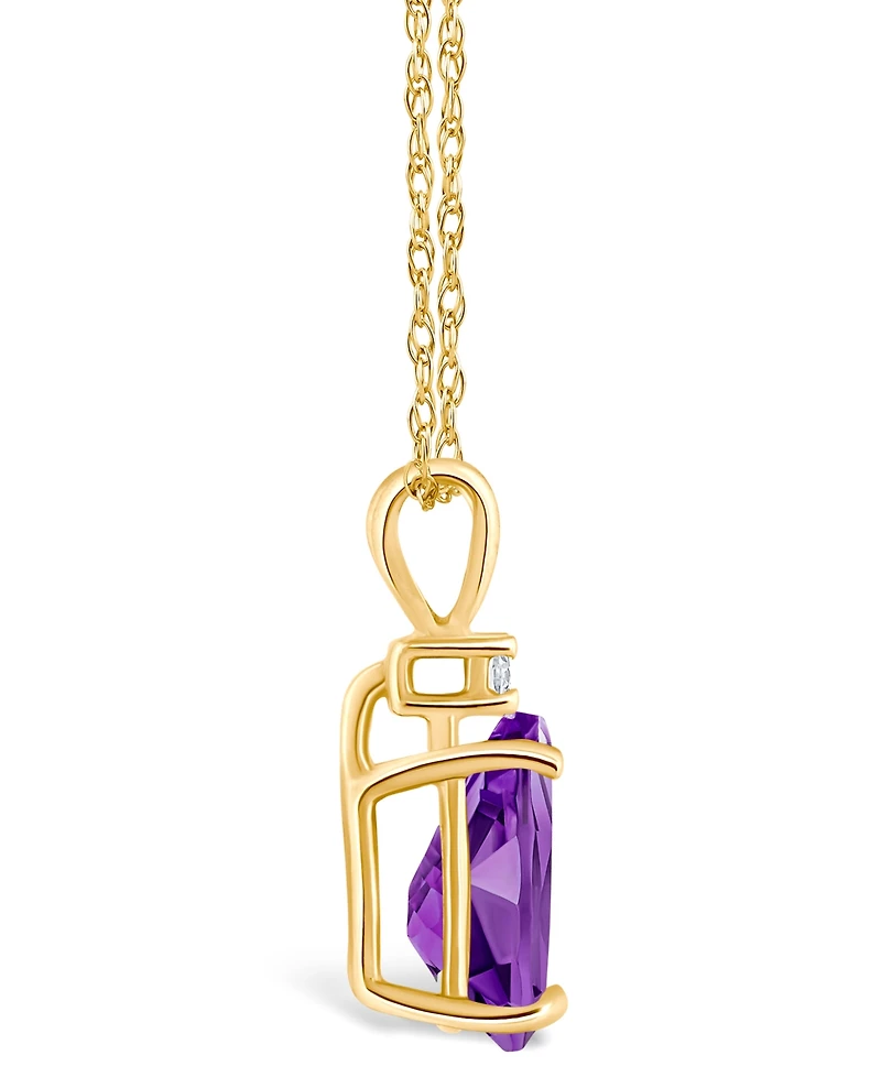 Amethyst (1 ct. t.w.) and Diamond Accent Pendant Necklace 14K Yellow Gold or White
