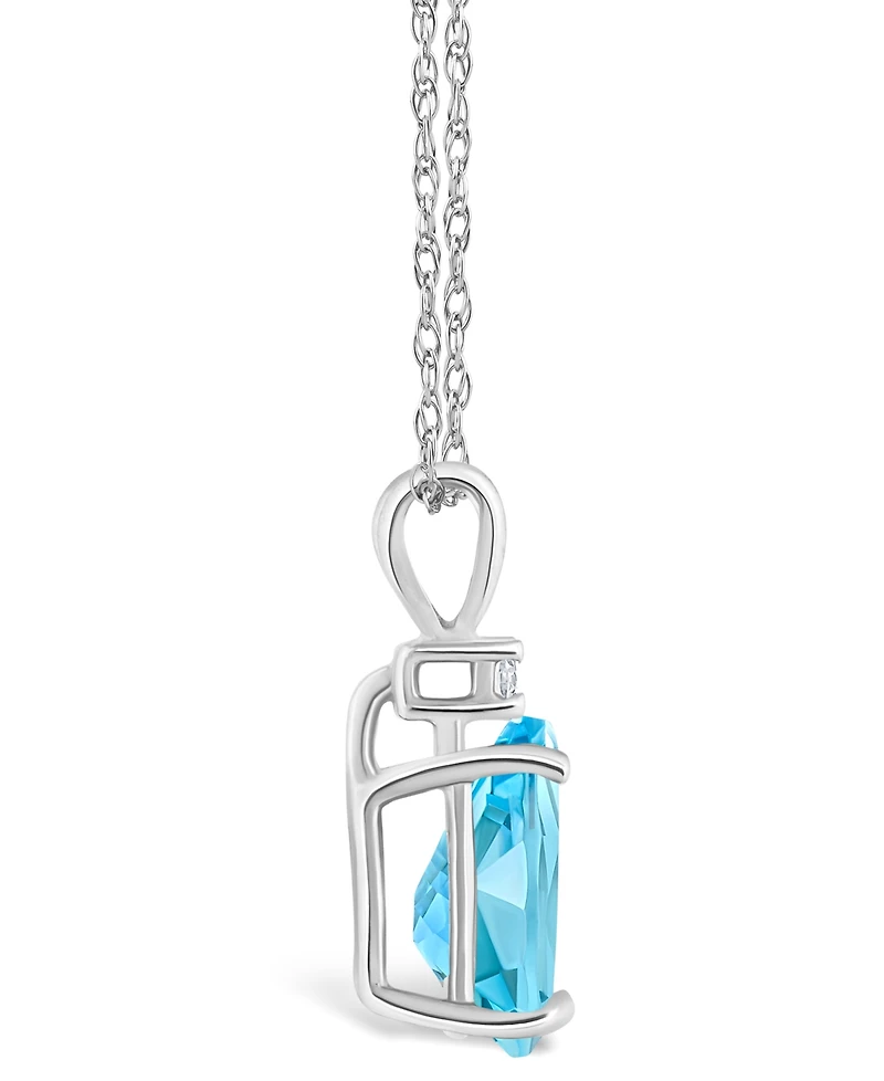 Blue Topaz (1-3/8 ct. t.w.) and Diamond Accent Pendant Necklace 14K Yellow Gold or White