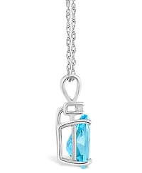 Blue Topaz (1-3/8 ct. t.w.) and Diamond Accent Pendant Necklace 14K Yellow Gold or White