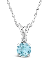 Aquamarine (1/2 ct. t.w.) and Diamond Accent Pendant Necklace 14K Yellow Gold or White