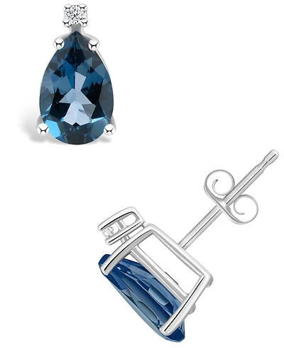 London Blue Topaz (2-1/10 ct. t.w.) and Diamond Accent Stud Earrings 14K Yellow Gold or White