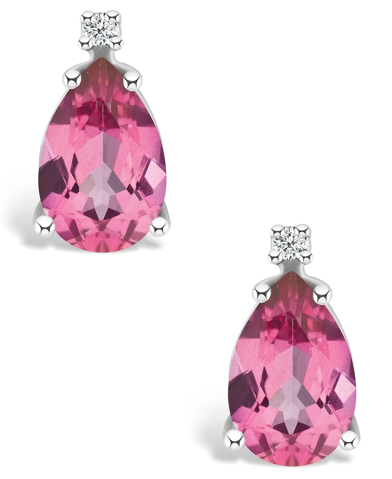 Pink Topaz (2-1/10 ct. t.w.) and Diamond Accent Stud Earrings 14K Yellow Gold or White