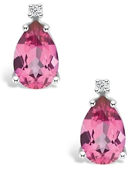Pink Topaz (2-1/10 ct. t.w.) and Diamond Accent Stud Earrings 14K Yellow Gold or White