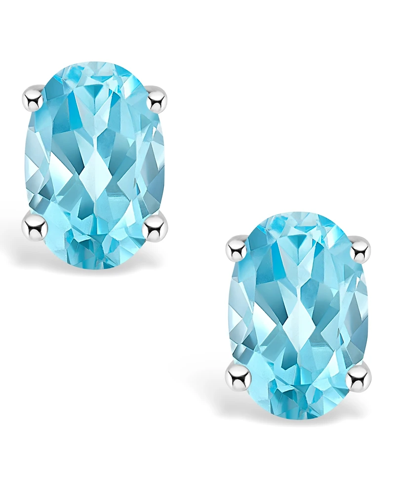 Blue Topaz (1-1/6 ct. t.w.) Stud Earrings 14K Yellow Gold or White