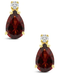 Garnet (1 ct.t.w) and Diamond Accent in 14K Yellow Gold