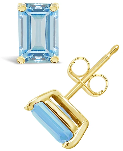 Aquamarine (1 ct. t.w.) Stud Earrings 14K Yellow Gold or White