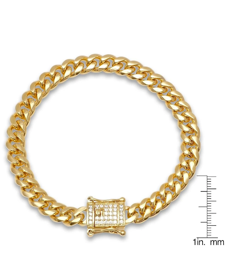 Steeltime Miami Cuban Chain with Simulated Diamond Box Clasp Bracelet
