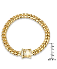 Steeltime Miami Cuban Chain with Simulated Diamond Box Clasp Bracelet