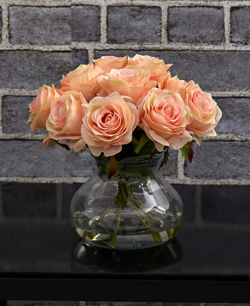 Nearly Natural Rose Arrangement w/Vase