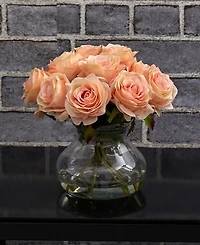 Nearly Natural Rose Arrangement w/Vase