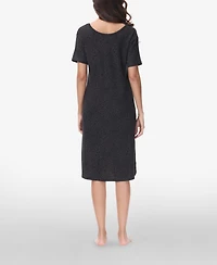 Ink+Ivy Women's Printed Short Sleeve Side Slit Sleep Dress High Point Shoulder