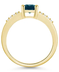London Blue Topaz (2 ct .t.w.) and Diamond (1/8 Ring 14K Yellow Gold